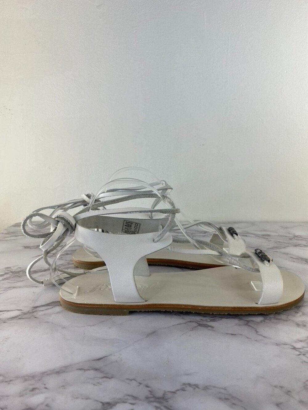 Free People Women's Bryn Marr Wrap Sandal in Bone Size 10 - Picture 4 of 9